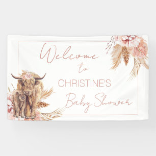 Floral Boho Kuh Calf Baby Dusche Begrüßungsbanner Banner