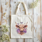 Floral Boho Lila Highland Cow Farmhouse Zuhause Tragetasche