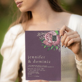 Floral Boho Lila Hochzeit Einladung