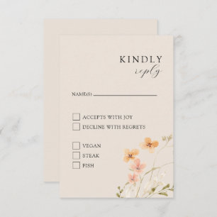 Floral Boho mit Mahlzeiten RSVP-Karte Begleitkarte
