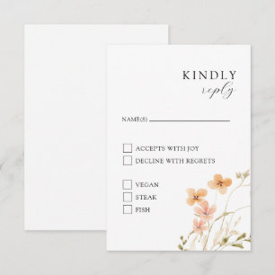 Floral Boho mit Mahlzeiten RSVP-Karte Begleitkarte