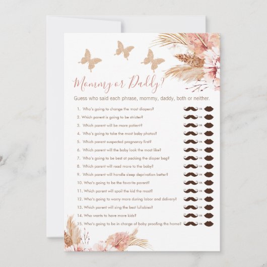 Floral Boho Mommy oder Daddy Baby Shooting Game Ca Einladung (Vorderseite)