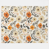Floral Boho Muster Warme Töne Fleecedecke (Vorderseite (Horizontal))