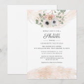 Floral Boho Pampas Grass Modern Girl Baby Dusche Einladung (Vorne/Hinten)