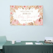 Floral Boho Pampas Pink Pumpkin baby shower Banner (Messeveranstaltung)