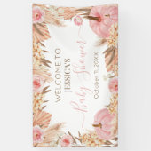 Floral Boho Pampas Pink Pumpkin baby shower Banner (Vertikal)