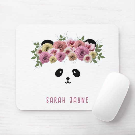 Floral Boho Panda Bear Girl Name Mouse Pad Mousepad (Mit Mouse)