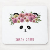 Floral Boho Panda Bear Girl Name Mouse Pad Mousepad (Vorne)