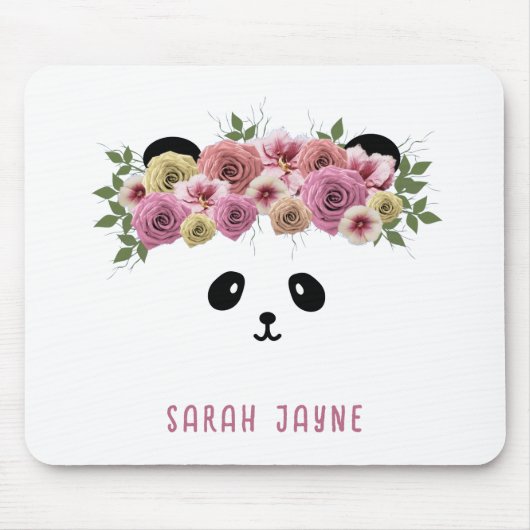 Floral Boho Panda Bear Girl Name Mouse Pad Mousepad (Vorne)