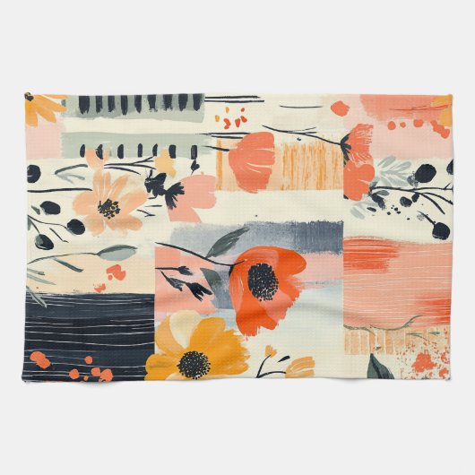 Floral Boho Patchwork Geschirrtuch (Horizontal)