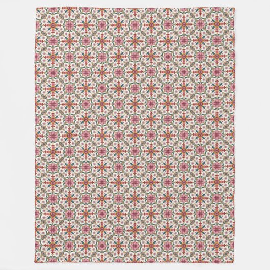 Floral Boho Pattern in Red, Pink & Teal Fleecedecke (Vorderseite)