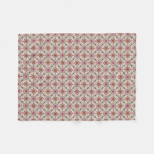 Floral Boho Pattern in Red, Pink & Teal Fleecedecke (Vorderseite (Horizontal))