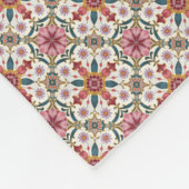 Floral Boho Pattern in Red, Pink & Teal Fleecedecke (Ecke)