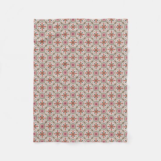 Floral Boho Pattern in Red, Pink & Teal Fleecedecke (Vorderseite)