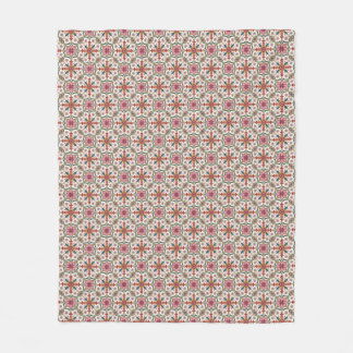 Floral Boho Pattern in Red, Pink & Teal Fleecedecke