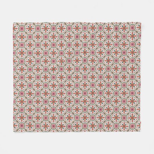 Floral Boho Pattern in Red, Pink & Teal Fleecedecke (Vorderseite (Horizontal))