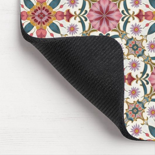 Floral Boho Pattern in Red, Pink & Teal Mousepad (Ecke)