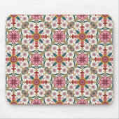 Floral Boho Pattern in Red, Pink & Teal Mousepad (Vorne)