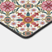 Floral Boho Pattern in Red, Pink & Teal Schreibtischunterlage (Ecke)