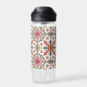 Floral Boho Pattern in Red, Pink & Teal Trinkflasche (Rückseite)