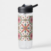 Floral Boho Pattern in Red, Pink & Teal Trinkflasche (Links)