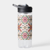 Floral Boho Pattern in Red, Pink & Teal Trinkflasche (Rechts)