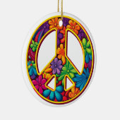 Floral Boho Peace Sign farbenfroh Keramik Ornament (Rechts)