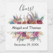 Floral Boho Personalisiert Trendy Gastgeschenk Hoc Weinetikett (Einzelnes Label)