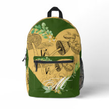 Floral-Boho-Pilze und Froschmonogramm