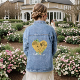 Floral-Boho-Pilze und Froschmonogramm Jeansjacke
