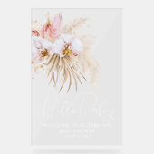 Floral Boho Pink Babydusche Willkommen Acrylschild (Vorderseite)