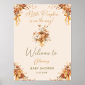 Floral Boho Pumpkin Bow Baby Dusche Willkommen Poster (Vorne)