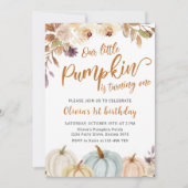 Floral Boho Pumpkin Fall 1. Geburtstag Einladung (Vorderseite)