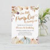 Floral Boho Pumpkin Fall 1. Geburtstag Einladung (Stehend Vorderseite)