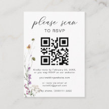 Floral Boho QR Code Floral Wedding RSVP