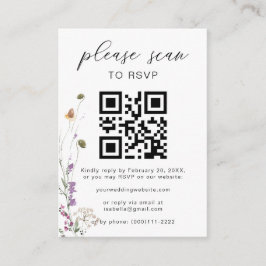 Floral Boho QR Code Floral Wedding RSVP Begleitkarte