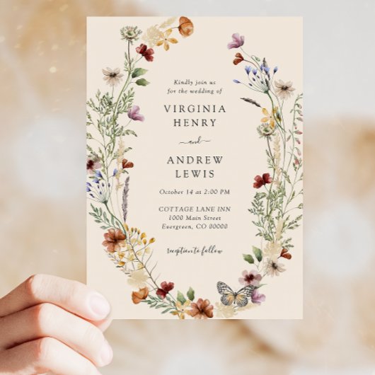 Floral Boho QR Code Hochzeit Einladung