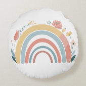 Floral Boho Rainbow Round Throw Pillow Rundes Kissen (Rückseite)