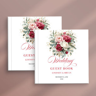 Floral Boho Rot Weiße Hochzeitsgästebuch Personali Gästebuch