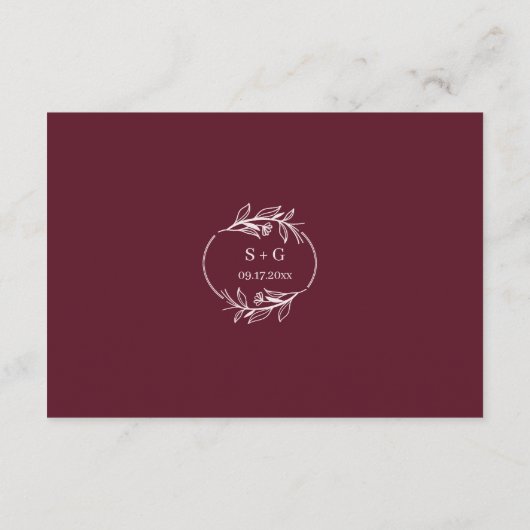 Floral Boho Ruby Wine "In los Gifts" Karten (Rückseite)