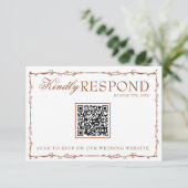 Floral Boho Rust Terracotta Earthy QR Code Wedding RSVP Karte (Stehend Vorderseite)