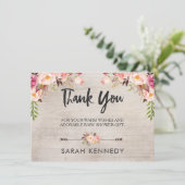 Floral Boho Rustic Baby Dusche Danke Karte (Stehend Vorderseite)