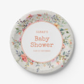 Floral Boho Rustic Chic Botanical Baby Dusche Pappteller (Vorderseite)