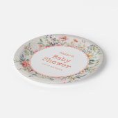 Floral Boho Rustic Chic Botanical Baby Dusche Pappteller (Schrägansicht)