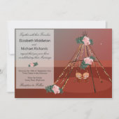 Floral Boho Rustische Wüstenpfeife / Tipi Wedding Einladung (Vorderseite)