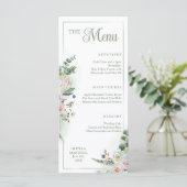 Floral Boho Sage Green Wedding Menu Menükarte (Stehend Vorderseite)