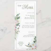 Floral Boho Sage Green Wedding Menu