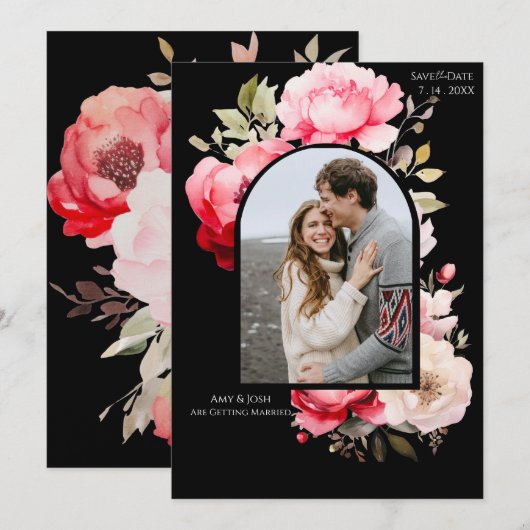 Floral Boho Save the Date  Einladung (Vorne/Hinten)