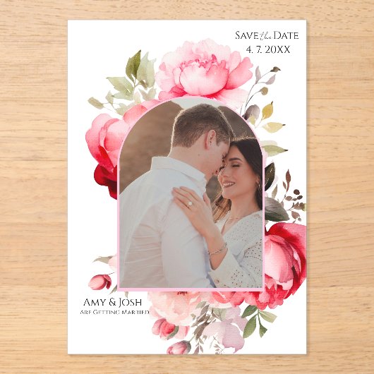 Floral Boho Save the Date Invitations  Acryleinladungen (Vorderseite)