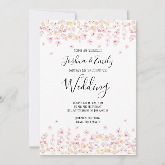 Floral Boho Sommer Bohemische Hochzeitseinladung Einladung (Vorderseite)